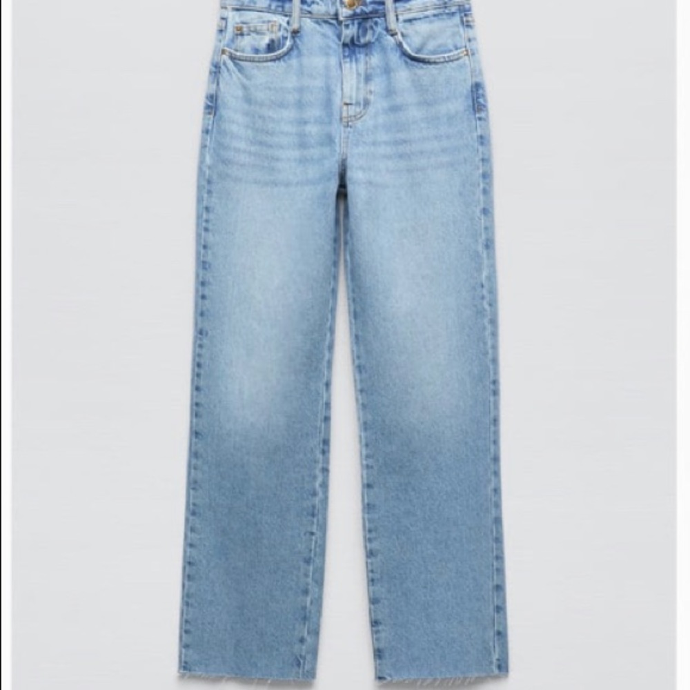 Zara High Rise Five Pocket Jeans- Washed Effect